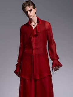 【予約品 1月4日(日) 締切】Gather Sleeve Shirt / ギャザースリーブシャツ / レッド