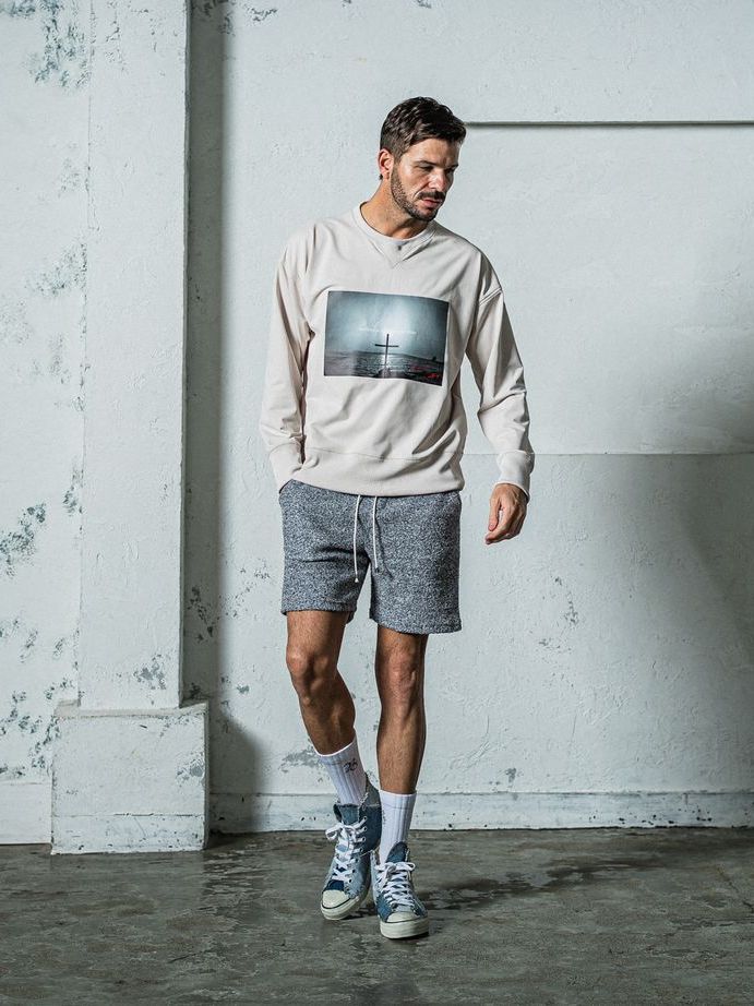 《予約11月17日19時締め》 EX sweat Photo drop trainer / トレーナー / ベージュ