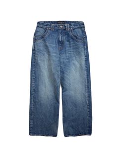 【予約品 3月9日(月) 18:00 締切】VIN/DEN/WIDE USE/BASIC / USED加工 ヴィンテージ ワイド デニム パンツ / ブルー