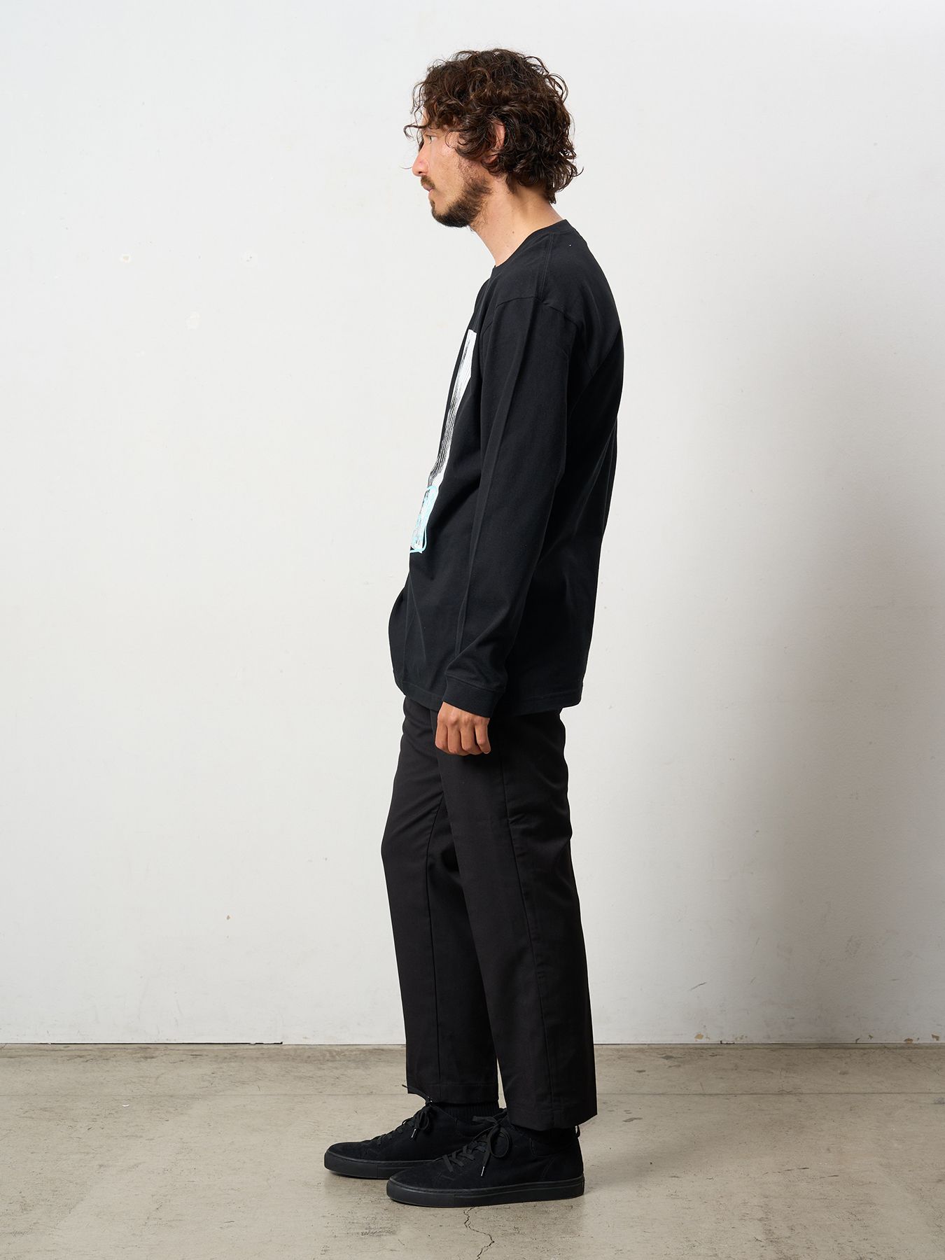 【予約品 5月8日(木) AM10時 締切】 5.6ozコットン天竺 LOST HEARTS シークインLS Tシャツ / ブラック