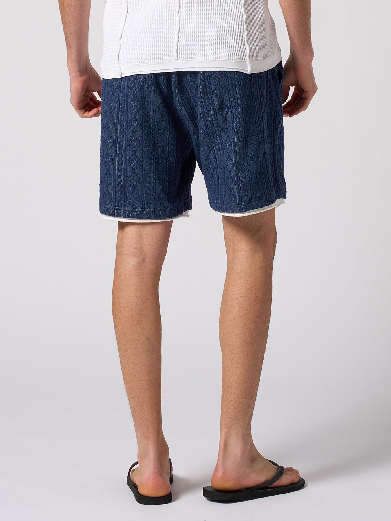 【予約品 1月25日(日) 締切】jacquard summer knit shorts / ジャガード サマーニット ショーツ / ネイビー