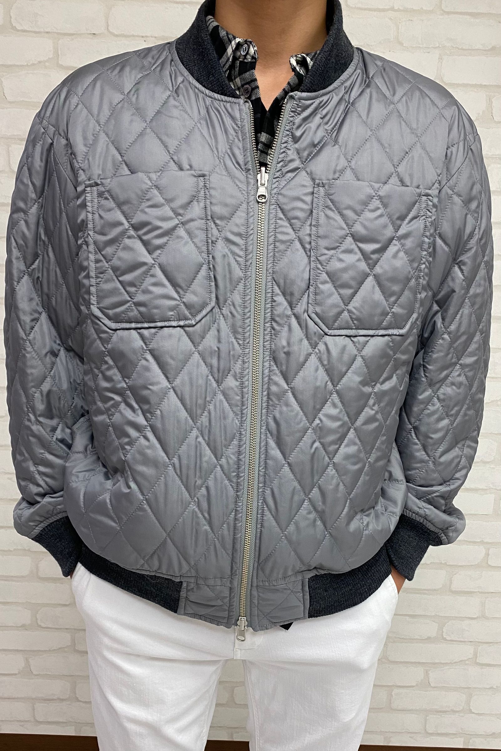 リバーシブルブルゾン キルティング×ストライププリント WhiteGray 71MICHAEL