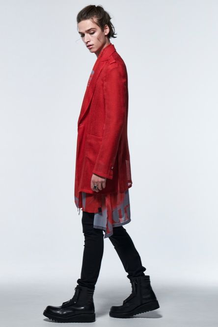 《予約品》 LogoShadowButterflyGC StoalFlareShirt / レッド＆グレー 【kiryuyrik】 2023年3月以降入荷予定