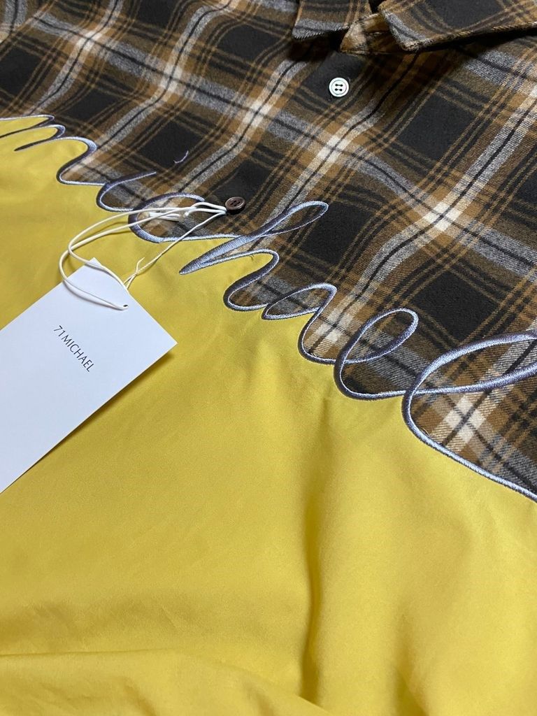 EMBROIDERY SWITCHING チェックシャツ / Yellow