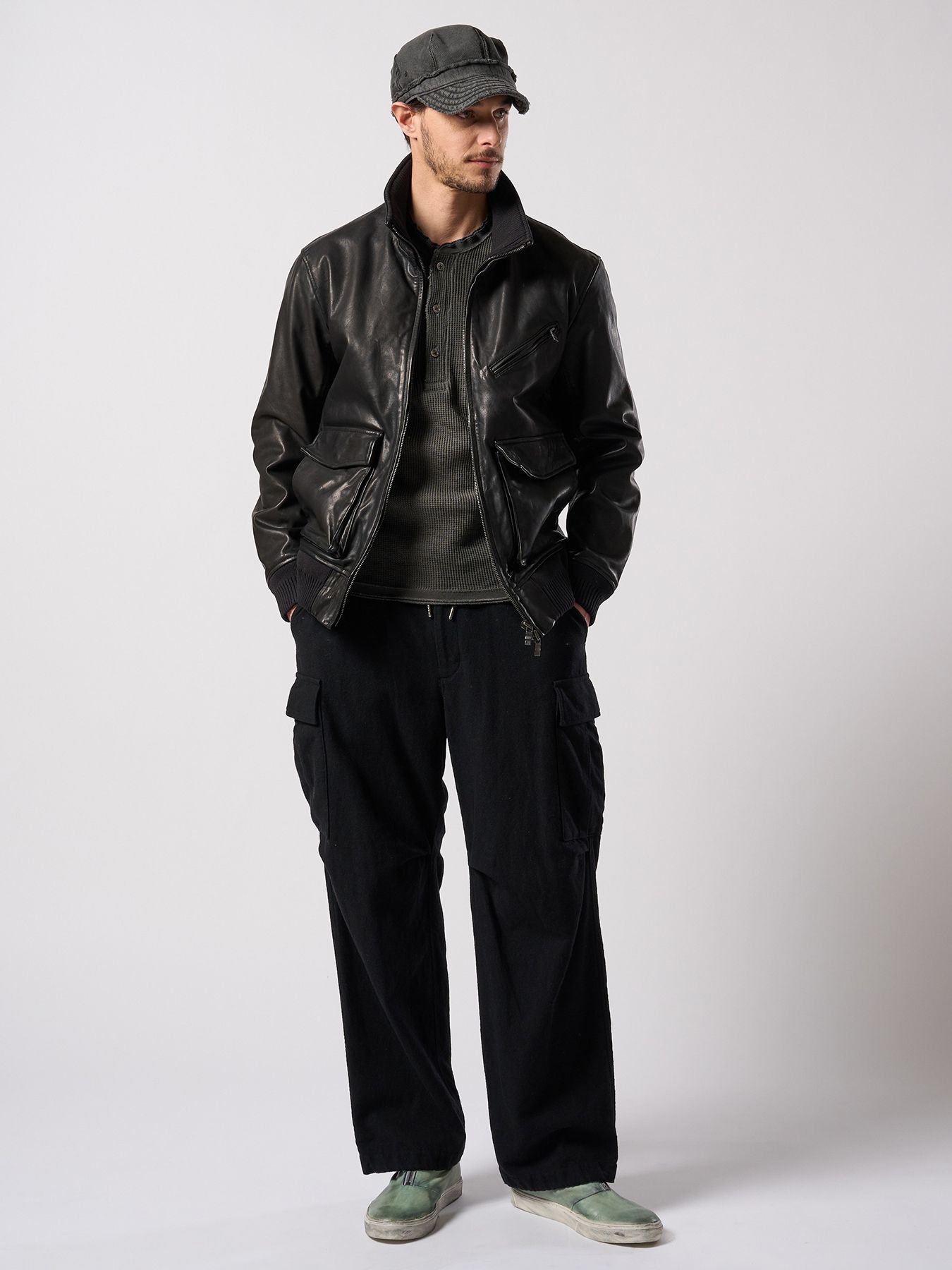 【予約品 4月19日(日) 18時締切】natural blend wool easy cargo / ナチュラルブレンドウール イージーカーゴパンツ / ブラック