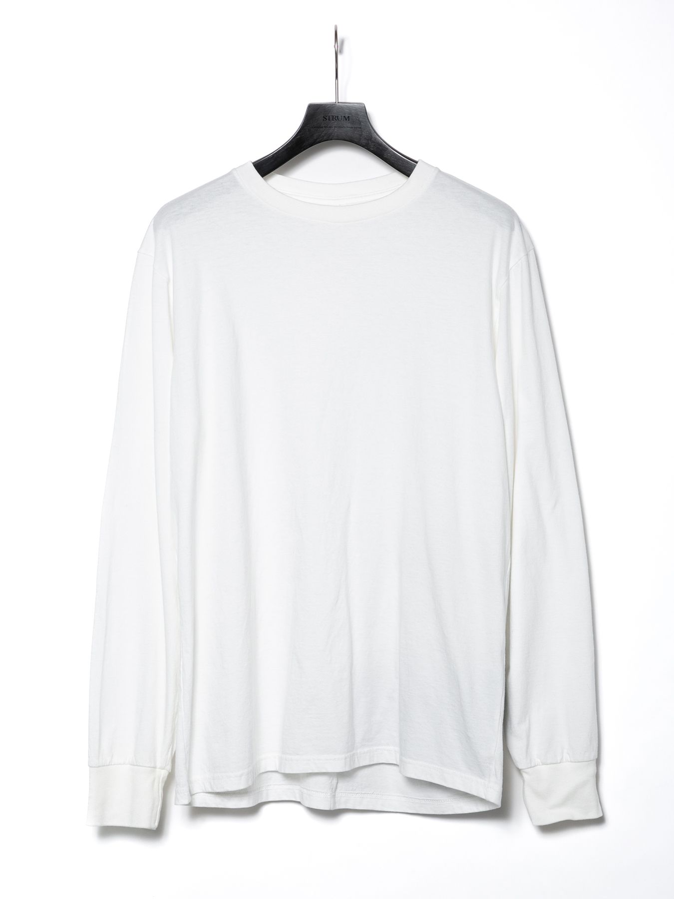 Natural Soft Cotton Plain Stitches Rib Crew Neck T-shirt / 30/-ナチュラルソフト天竺 クルーネック リブ ロングスリーブ Tシャツ / ホワイト