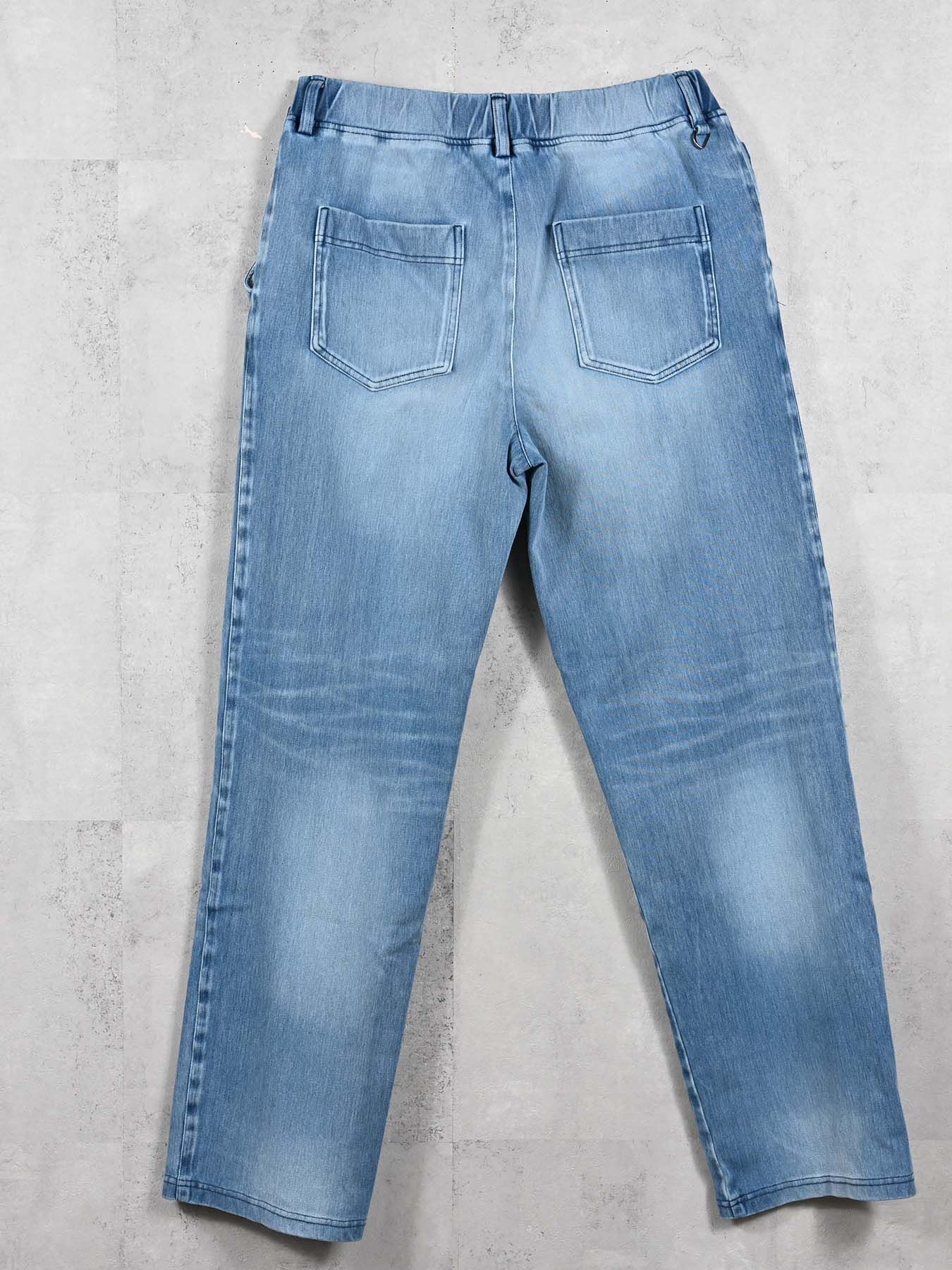 【予約品 11月16日(日) 締切】DENIM JERSEY WIDE PT / デニムジャージ セミワイドシルエット ワンタックイージーパンツ / ライトインディゴ