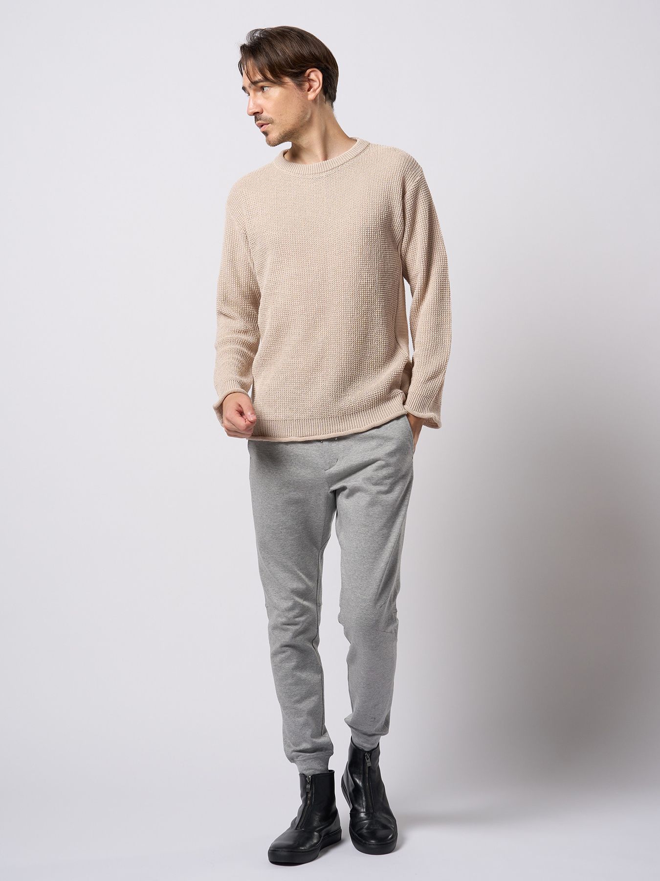 【予約品 9月23日(火) 締切】GIMA crew summer knit / 擬麻クルーサマーニット / ライトベージュ