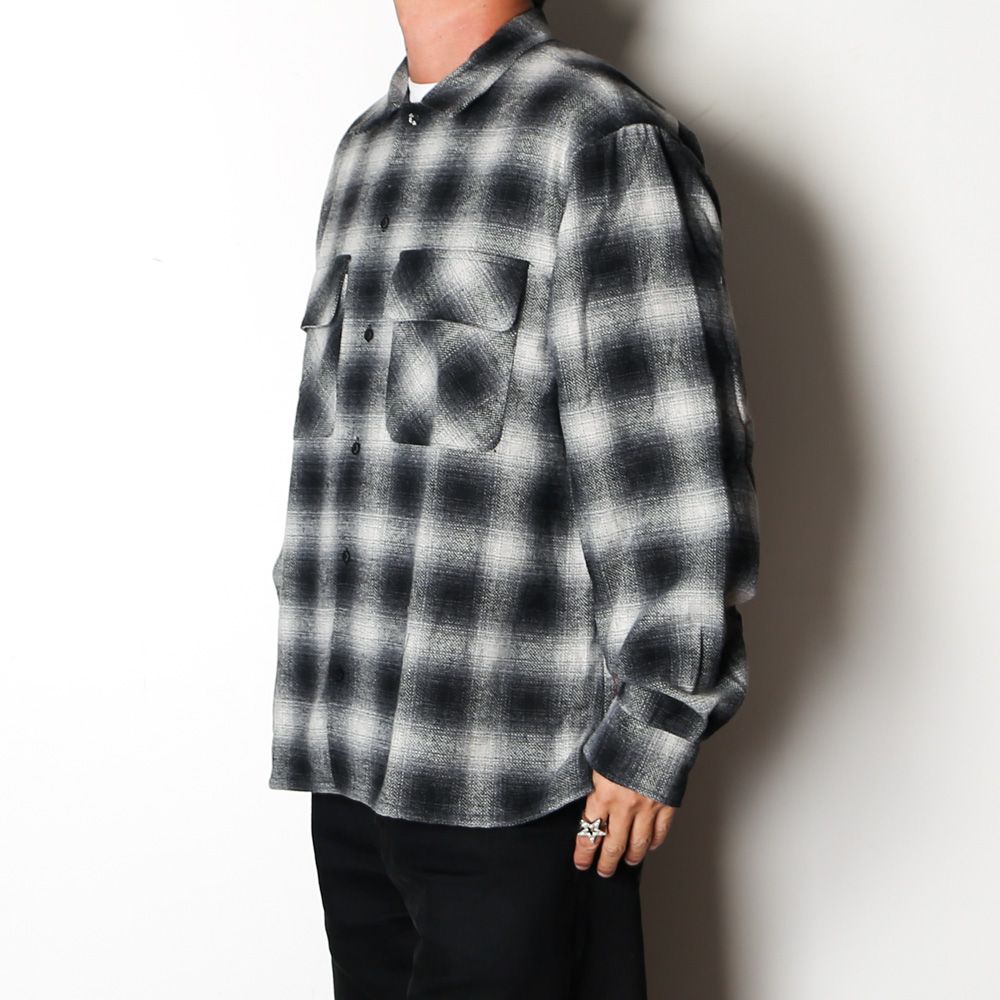 Wool Ombre Check L/S Shirt (26aw) - BLK / チェックシャツ / HS-100626