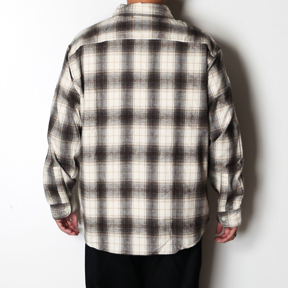 Ombre Check Flannel Shirt - Natural × Brown / オンブレチェックフランネルシャツ / SN-628A