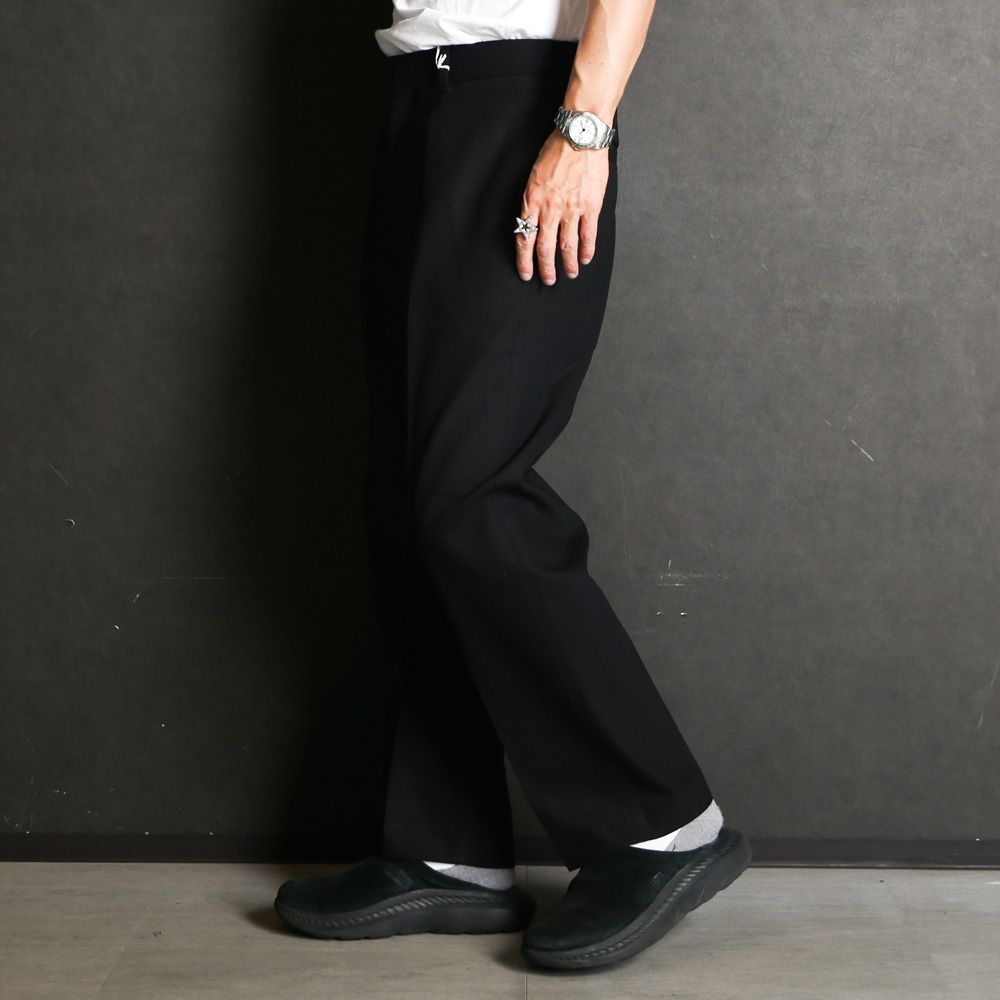 FLAT TAPERED TROUSERS - BLACK / オーガニックコットン サバイバルクロス - フラットテーパードイージートラウザーズ / A26A93PT01C