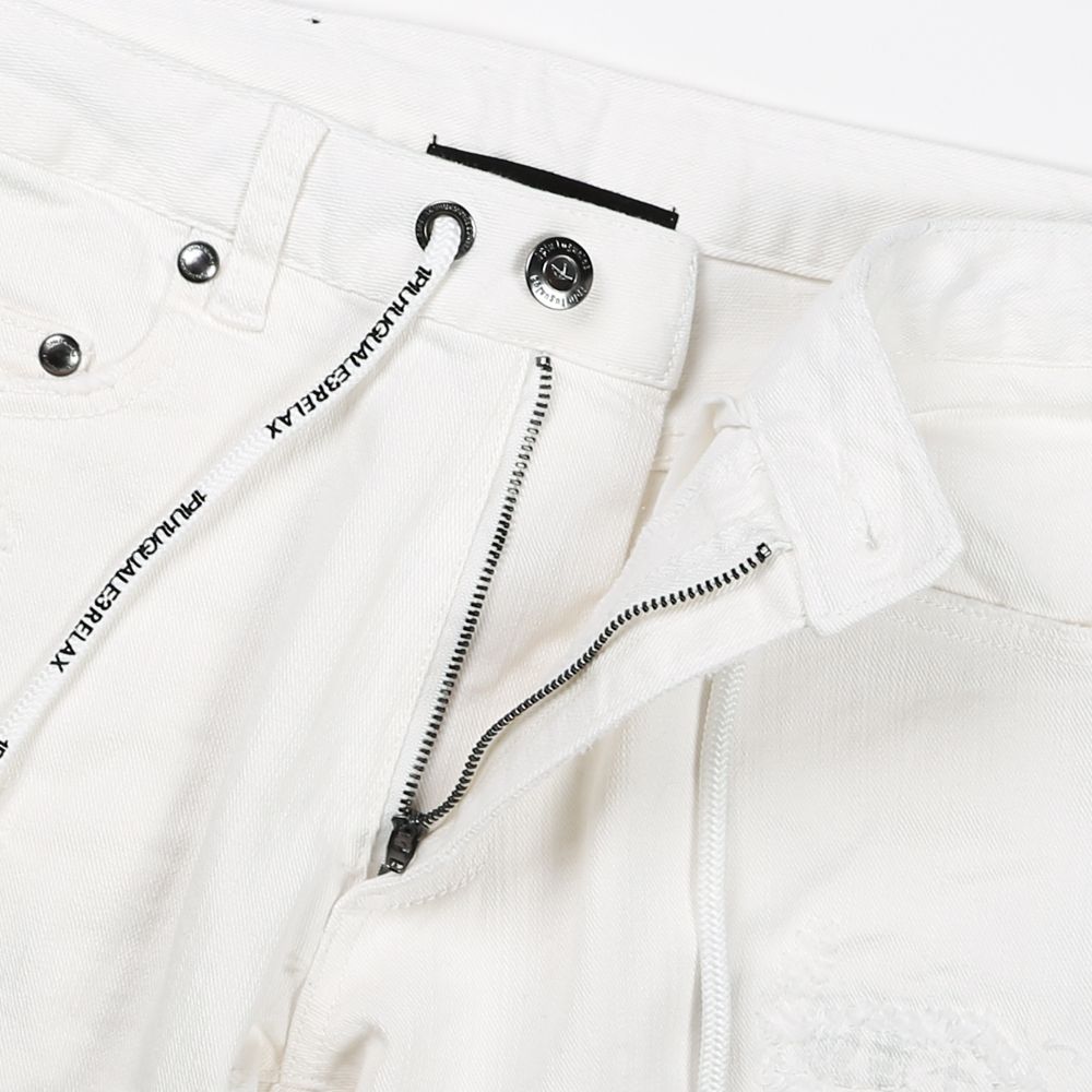 WHITE DAMAGE DENIM PANTS / アンクル ダメージデニムパンツ / USB-21015