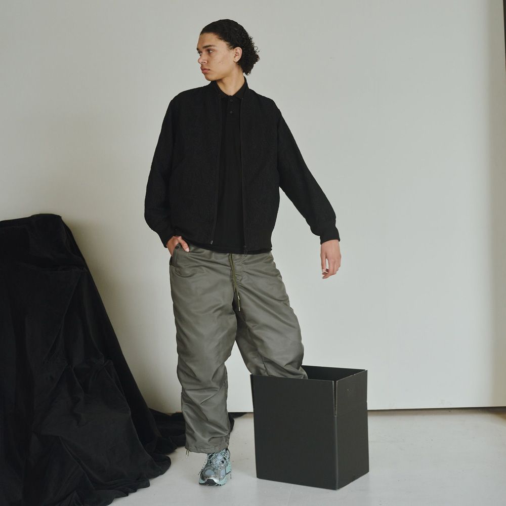 TWO BUTTON POLO L/S TEE - BLACK / ウォッシャブルウール天竺 - 2ボタンポロL/S Tee / M25C21CS03C