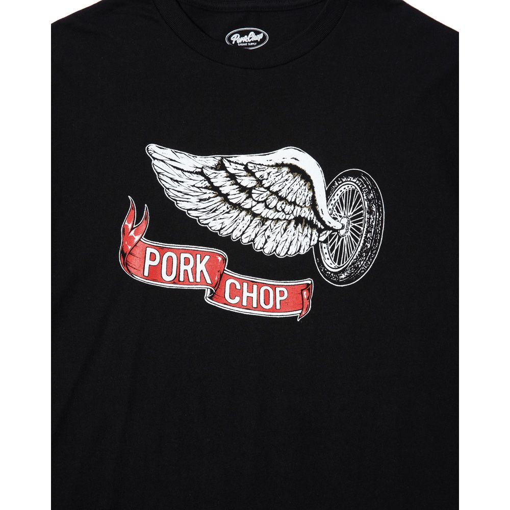 MASSES - × PORKCHOP / T-SHIRT FLYING WHEEL P - Black / T