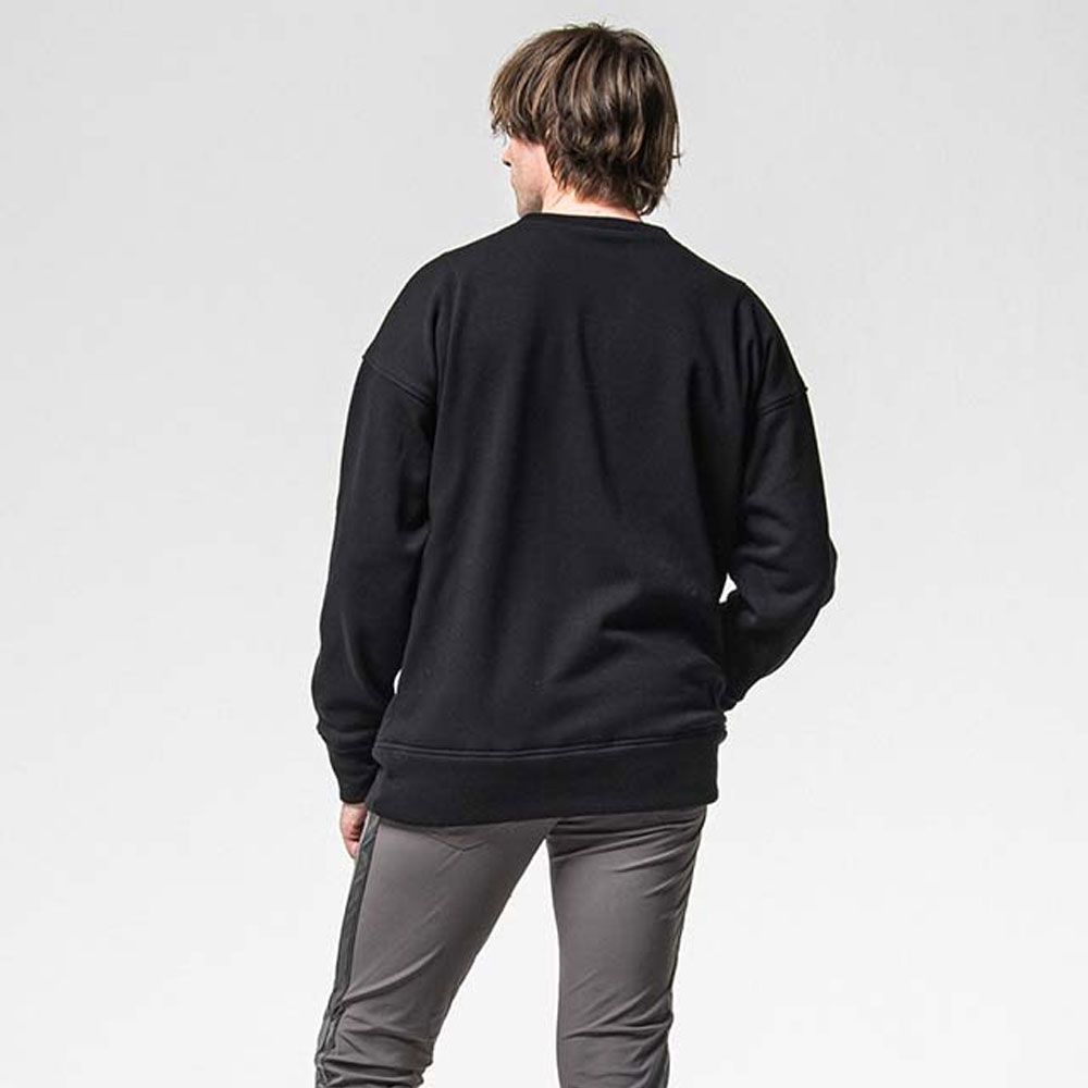 RC chenille velours fleece drop trainer - BLACK / サガラ刺繍ワッペン 裏起毛ルーズトレーナー / RC38-C-004