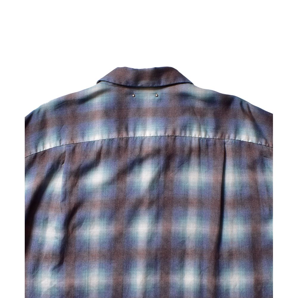 Drape Denim Ombre Check Loose Work SH / 2304-5005