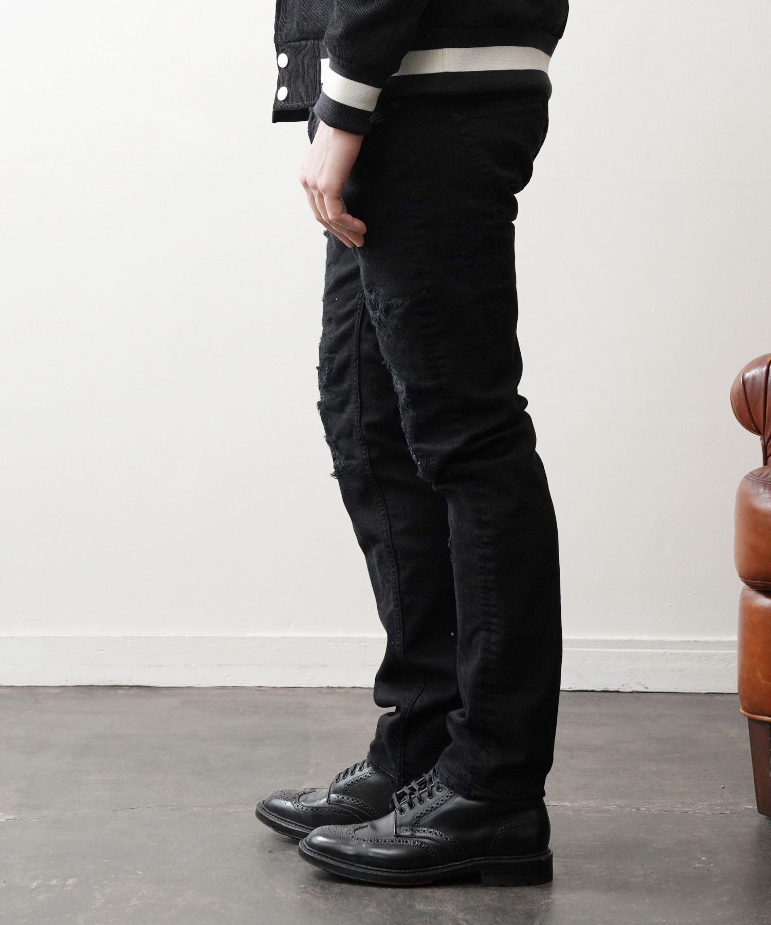 HYBRID-STRETCH DENIM 5P TIGHT TAPERED(DAMEGE) / スーパーストレッチデニム / TPT-F2105