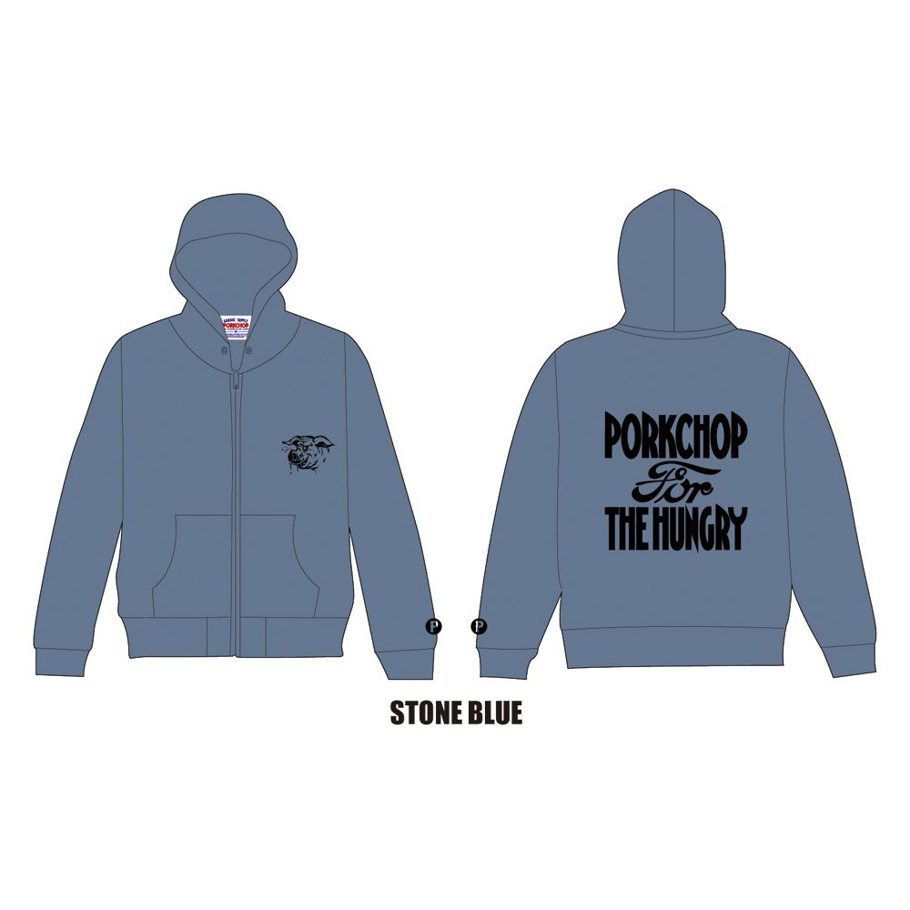 PORKCHOP - HUNGRY ZIP UP HOODIE - STONE BLUE / ジップアップ