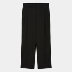 Double Pleated Semi Easy Trousers - Black / 3/60 オーガニックウールサバイバルクロス® - ダブルプリーテッドセミイージートラウザーズ / A26C07PT02C