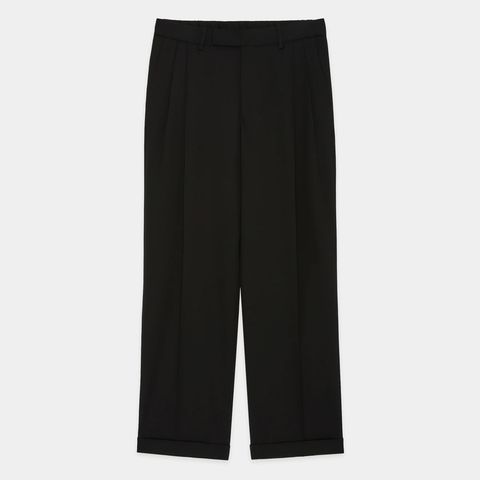 Double Pleated Semi Easy Trousers - Black / 3/60 オーガニックウールサバイバルクロス® - ダブルプリーテッドセミイージートラウザーズ / A26C07PT02C