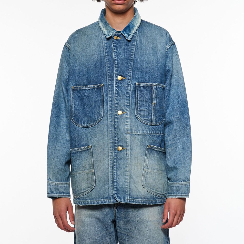 COVERALL JACKET - USED WASHED / オーガニックコットン 13.5oz セルビッチデニム - カバーオールジャケット / M25C02BL01C