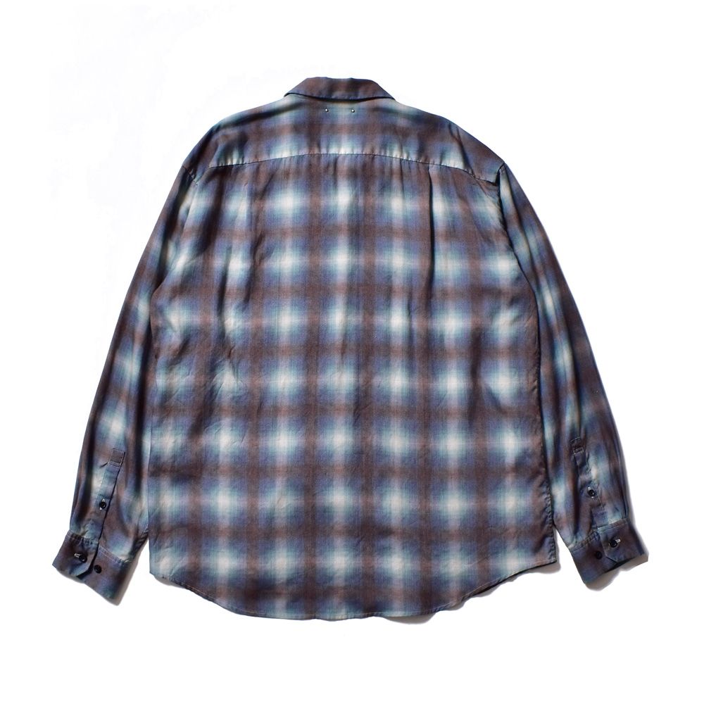 Drape Denim Ombre Check Loose Work SH / 2304-5005