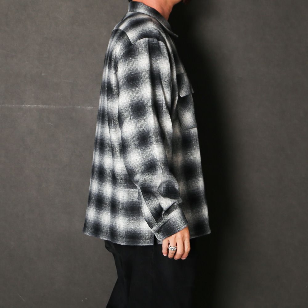 Wool Ombre Check L/S Shirt (26aw) - BLK / チェックシャツ / HS-100626