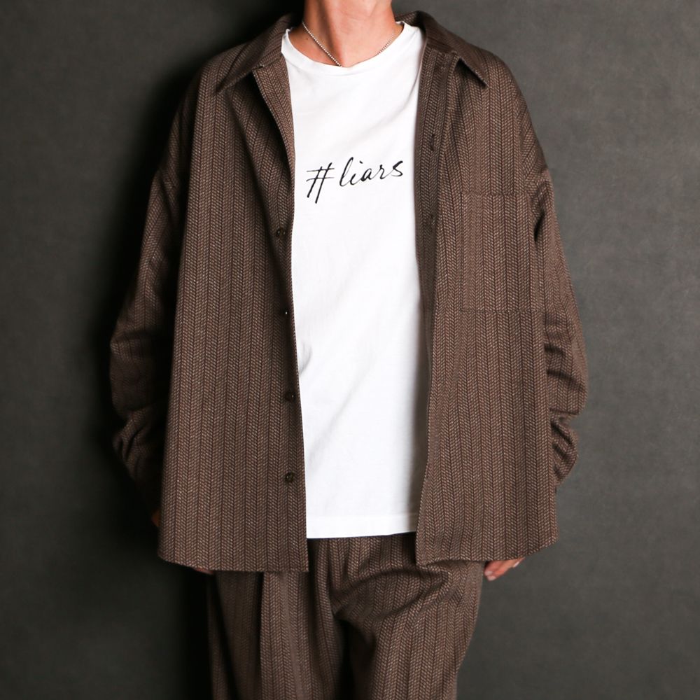 Regular fit big shirt - Herringbone jersey / レギュラーフィット ビッグシャツ ヘリンボーンストライプ / SN-398B