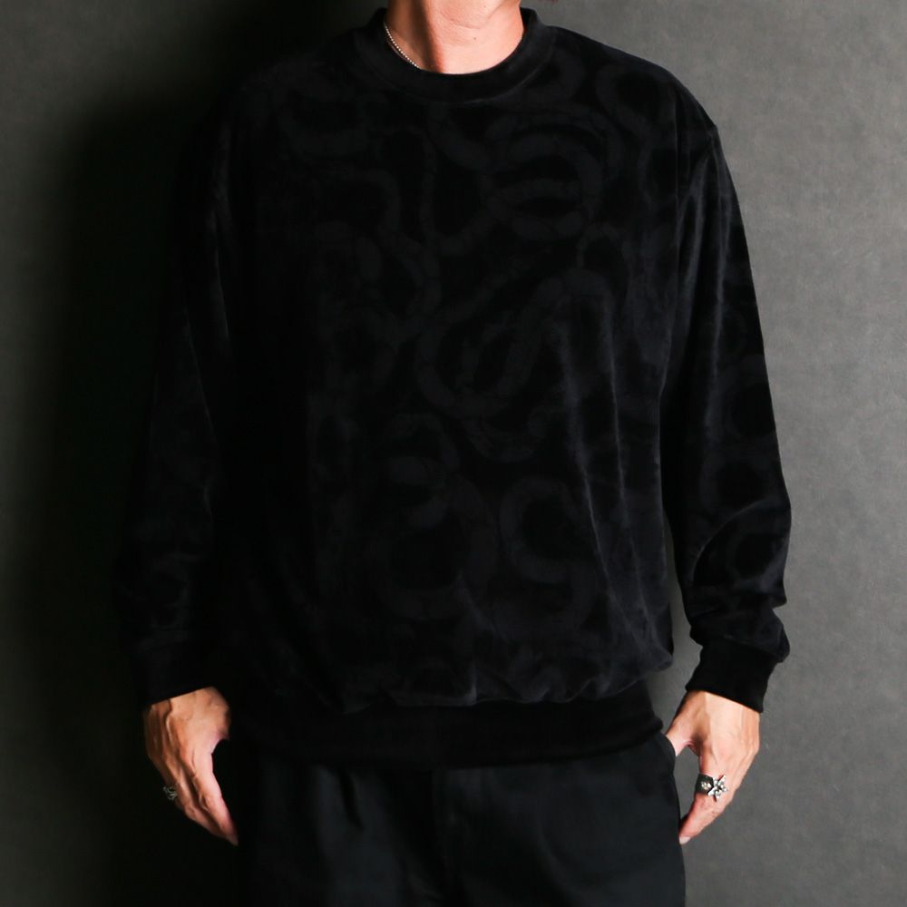 JQ VELOUR CREW NECK CS ＜SNAKE PATTERN＞ / スネークプリント ベロアカットソー / CL-25AW001SNK