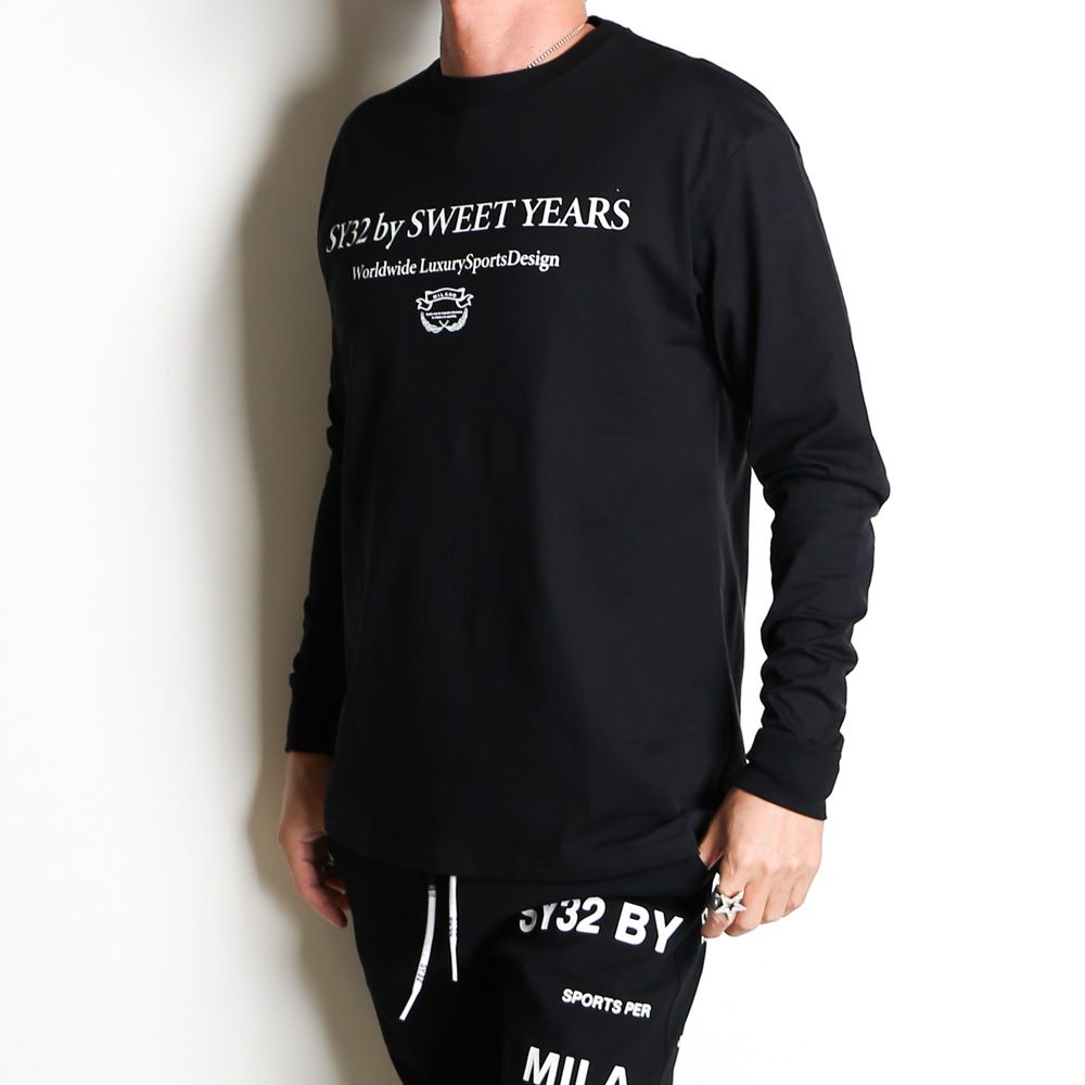SANS SERIF LOGO L/S TEE - BLACK × WHITE / ロングスリーブTシャツ / 14178J-W