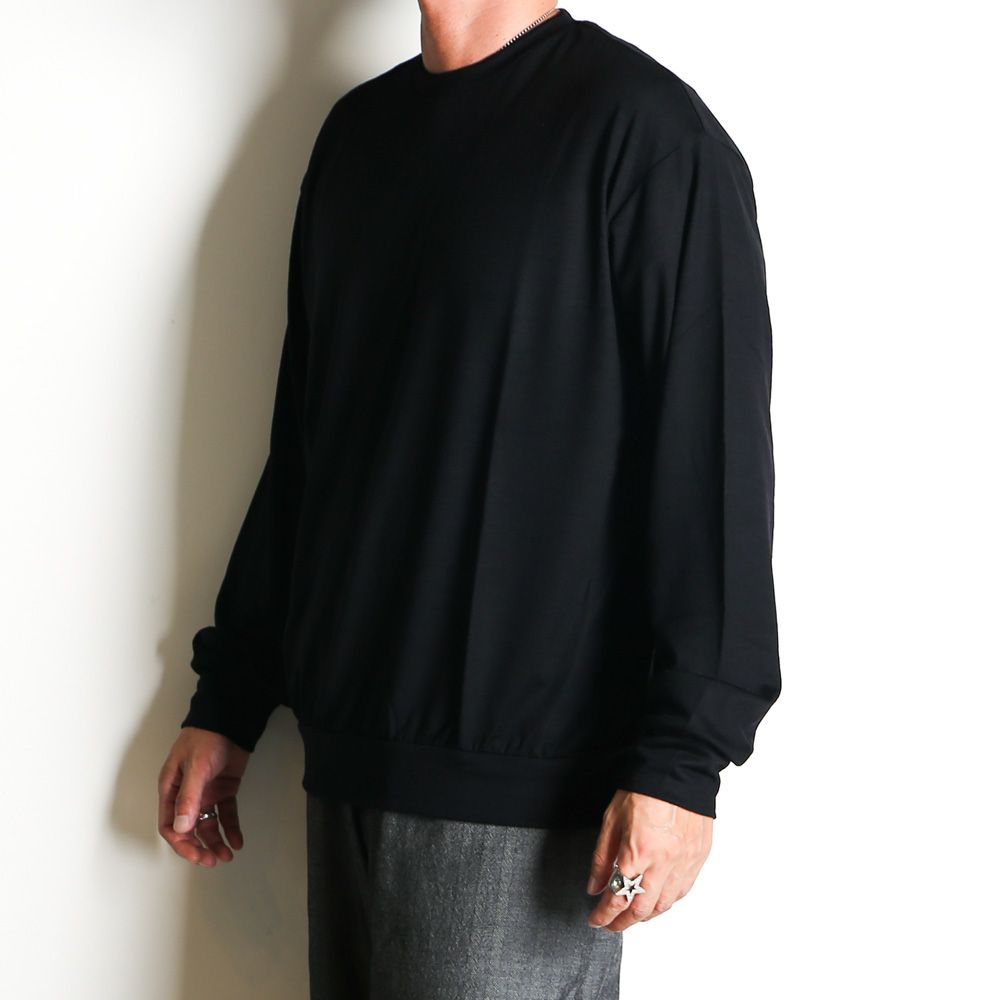 CREW NECK - BLACK / ウォッシャブルウール天竺 - クルーネック / M25C21CS02C