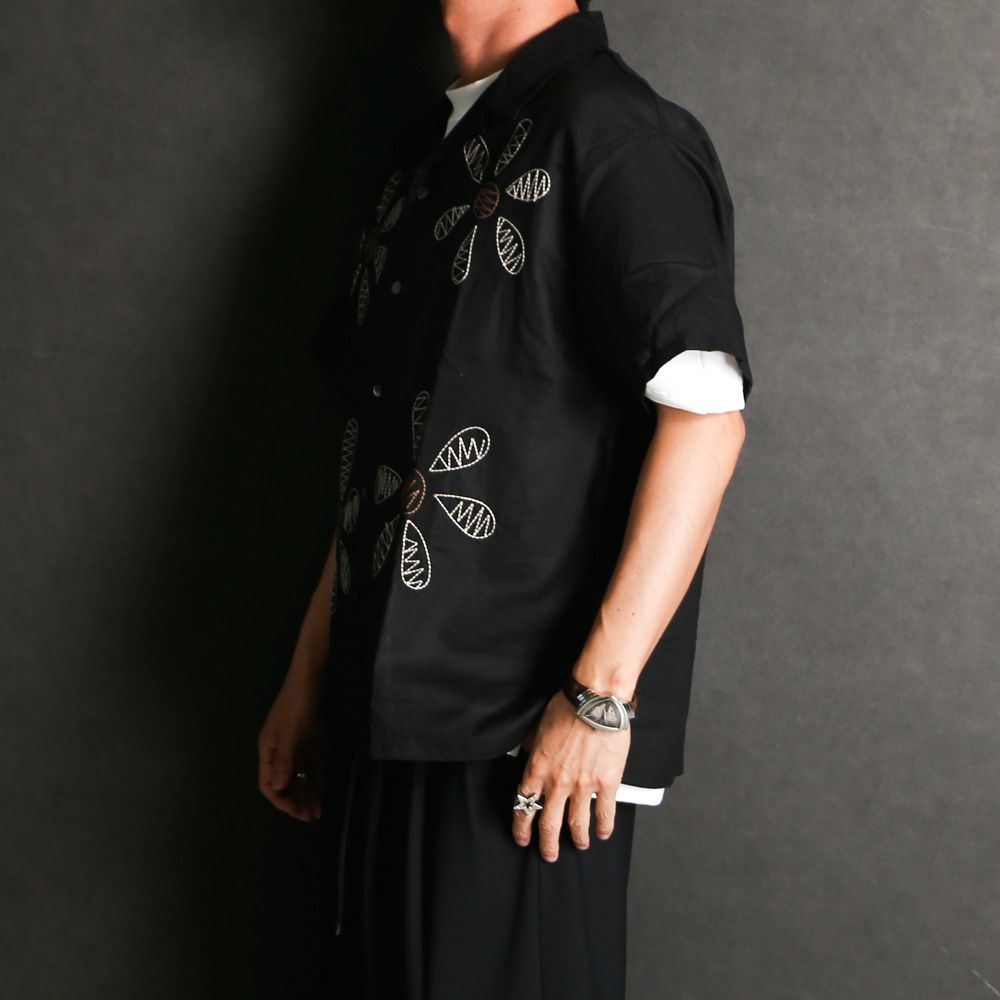 Aloha shirt - Big flowers embroidery / アロハシャツ - ビッグフラワーエンブロイダリー / SN-616C