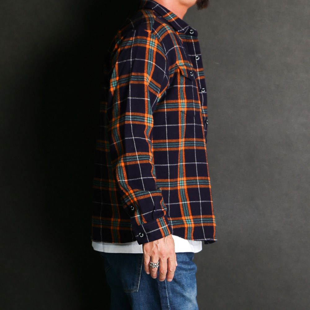 RATS - COTTON FLANNEL NAVY CHECK SHIRT / コットンフランネル RATS - COTTON FLANNEL NAVY CHECK SHIRT / コットンフランネル