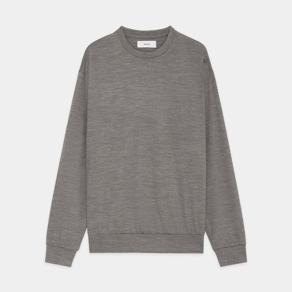 Crew Neck L/S Tee - Top Gray / スーパー100sウォッシャブルウール天竺 - クルーネック L/S Tee / M26C15CS03C