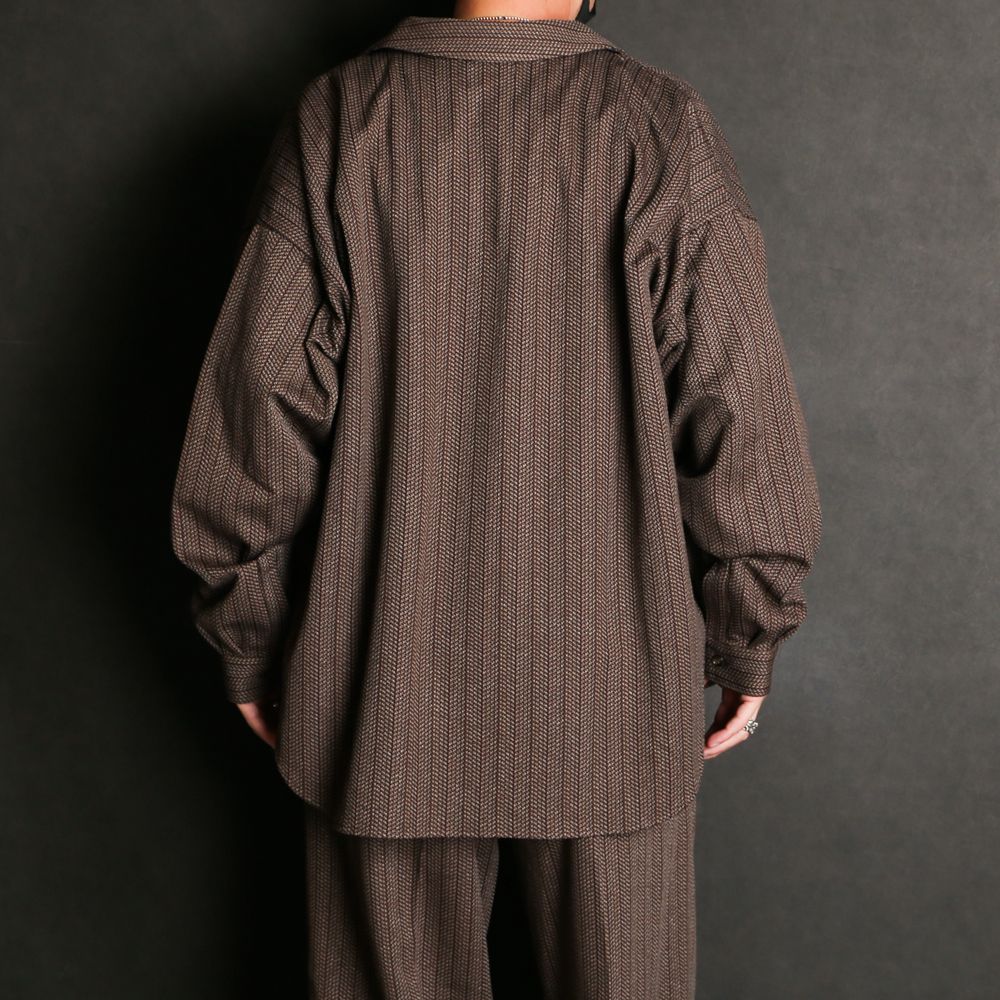 Regular fit big shirt - Herringbone jersey / レギュラーフィット ビッグシャツ ヘリンボーンストライプ / SN-398B