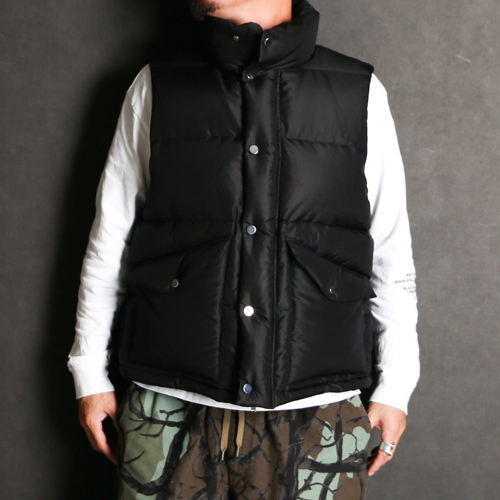 SILK DOWN VEST - BLACK / シルクタフタ - シルクダウンベスト / A25C17BL01A