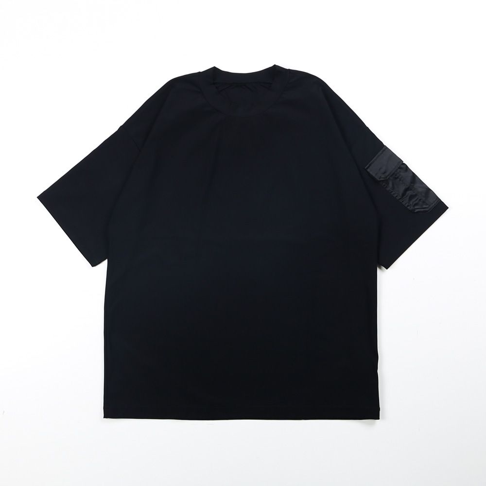 MILITARY NYLON OVER TEE - BLACK / ナイロンポケットビッグTシャツ / RC40-T-008