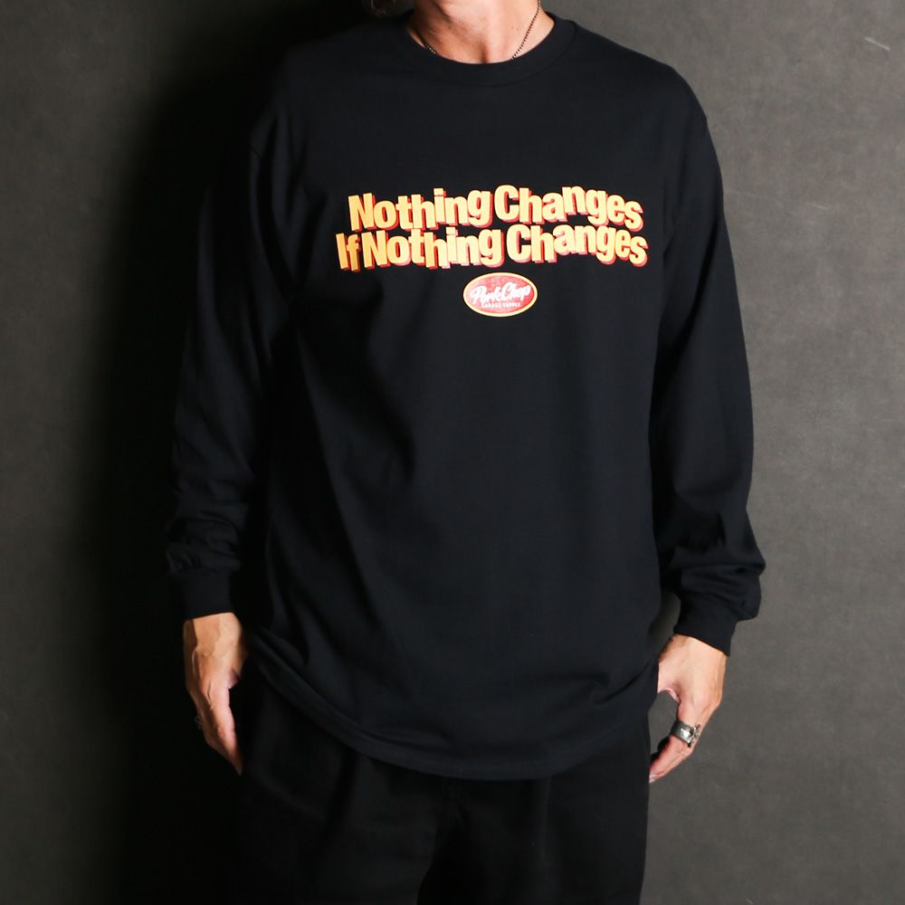 NC OVAL SCRIPT L/S TEE - BLACK / ロングスリーブTシャツ