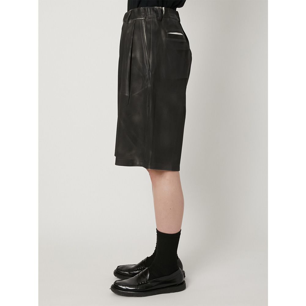 "Leather Coating Jersey" Short Track Pants - Black / レザーコーティングジャージ ショートトラックパンツ / TA26SS-PT090