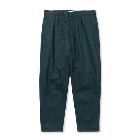 VINTAGE TYPE CHINO CLOTH TUCK TROUSERS - GREEN / 1タックテーパード チノパンツ / CL-24SS006 CL-24SS006 CALEE