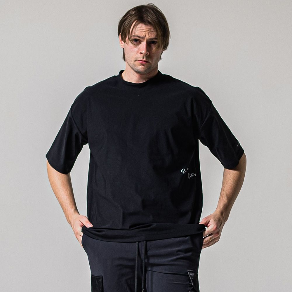 SIDE RC OVER TEE - BLACK / オーバーサイズ ナイロンTシャツ / RC39-T-004