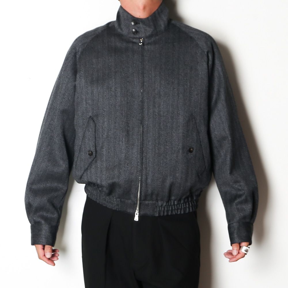 Dog Ear Jacket - Gray / オーガニックウール撚り杢へリンボン - ドッグイヤージャケット / M26C20BL01C