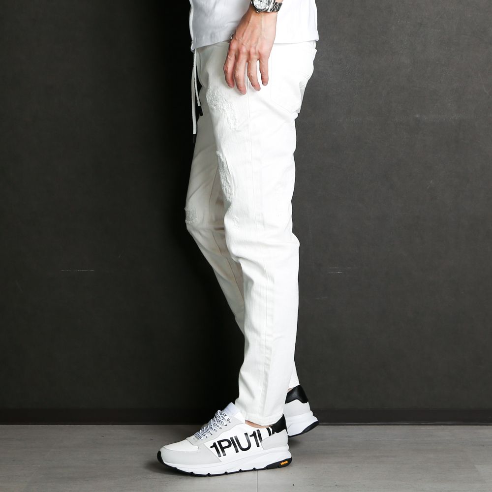 WHITE DAMAGE DENIM PANTS / アンクル ダメージデニムパンツ / USB-21015