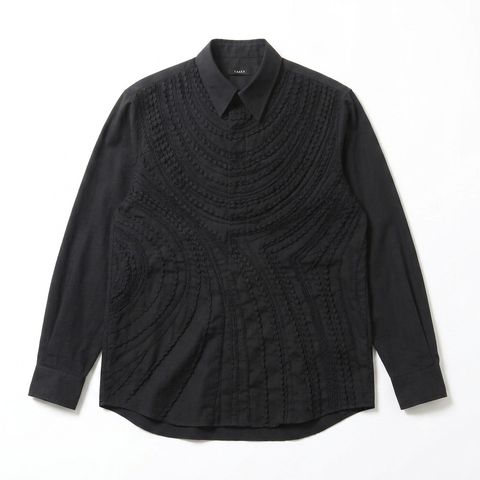 "Tape Embroidery" Embroidery Shirt - Black / レギュラーカラーシャツ / TA26AW-SH046
