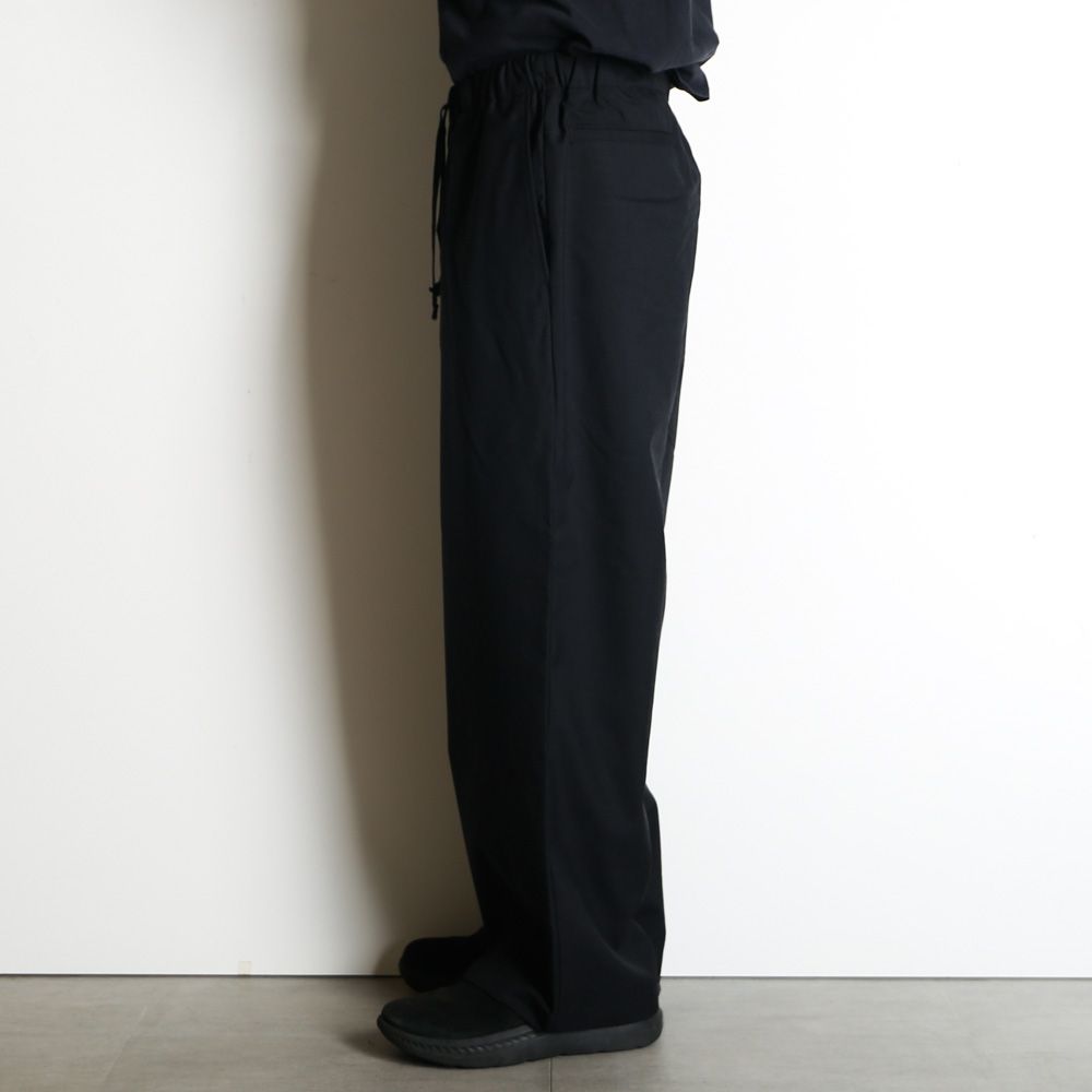 WIDE CYLINDER FIT EASY PANTS - CHANBRAY BLACK / 2/72 ウールトロピカルワッシャー - ワイドシリンダーフィット イージーパンツ / M26A11PT01C