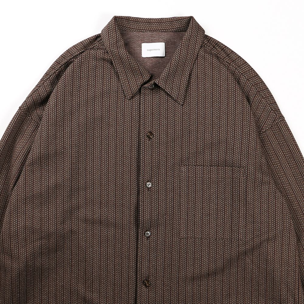 Regular fit big shirt - Herringbone jersey / レギュラーフィット ビッグシャツ ヘリンボーンストライプ / SN-398B