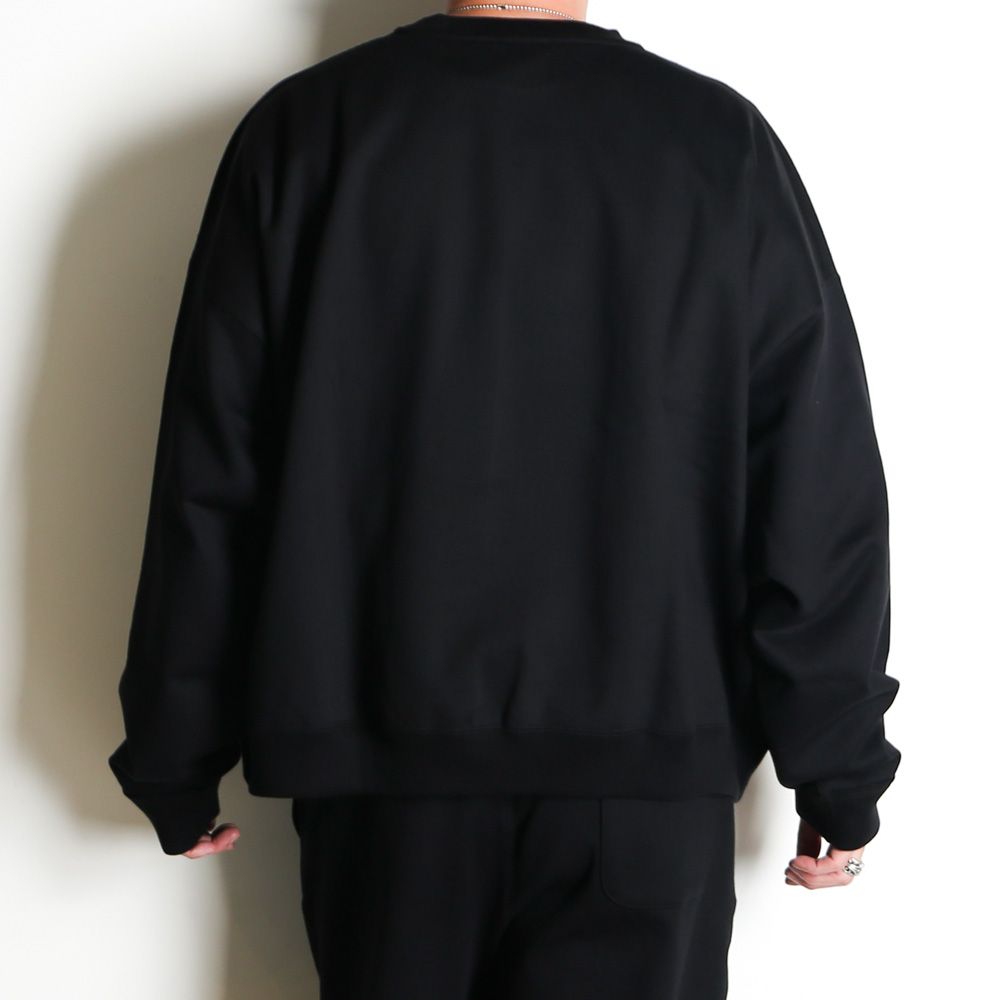 HUGE SHORT SWEAT - BLACK / オーガニックコットンヘビー吊裏毛 - ヒュージショートスウェット / A26A09CS02C