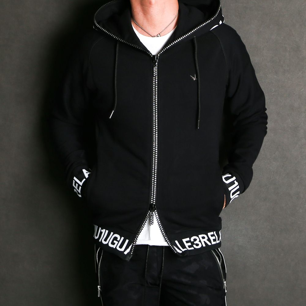 1PIU1UGUALE3 RELAX - RIB LOGO ZIP HOODIE / リブロゴ ジップ