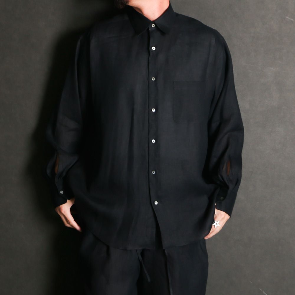 COMFORT FIT SHIRT - BLACK / ヘンプ細布 - コンフォートフィットシャツ / A26A22SH01C