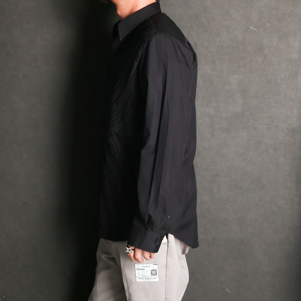 "Tape Embroidery" Embroidery Shirt - Black / レギュラーカラーシャツ / TA26AW-SH046